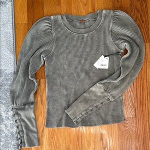 Sage Long Sleeve Waffle Knit Top Free People